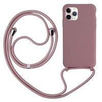 Ququcheng Schutzhülle kompatibel mit iPhone 12/12 Pro, Halskette für Handy-Ketten, Silikonkordel mit Kordel Case TPU Bumper (6,1 Zoll), Rosa Gold