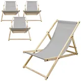 ECD Germany ECD-Germany Strandliege Hellgrau, Holz, 52x83x117 cm, Gartenmöbel, Gartenliegen