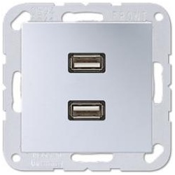 Jung Multimedia-Einsatz 2 x USB (aluminium)