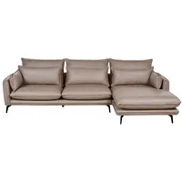 Beliani Ecksofa 3-Sitzer Kunstwildleder linksseitig L-Form Schwarze Beine Gallo