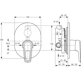 Ideal Standard Ceramix Blue UP Brausearmatur Unterputz für 1 Verbraucher Chrom A5663AA