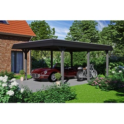 SKANHOLZ Carport »Wendland«, BxT: 409 x 628 cm, Firsthöhe: 247 cm, farbbehandelt - grau