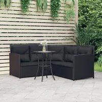 Festnight Poly Rattan Ecklounge Eckbank Lounge Gartenmöbel Set Gartengarnitur Balkon Lounge Klein Sitzgruppe Ecksofa Terrasse Sitzecke Eckgarnitur Garten Sofa Garnitur Couch-Eck Schwarz