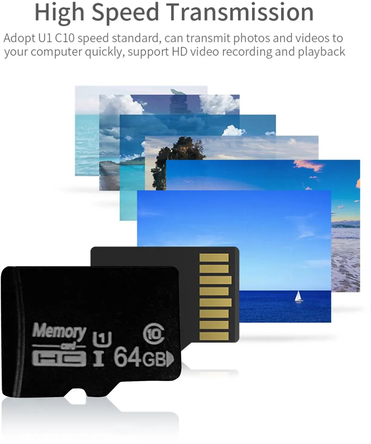 64 GB Micro-SDXC-UHS-I-Karte, Hochgeschwindigkeits-Micro-SD-Flash-Speicherkarte, TF-Karte für Smartphones, Android