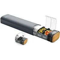 Serfeymi Tablettenbox 7 Tage - Metall Medikamentenbox, Pillendose, Tabletten Organizer(Ersatzdichtung enthalten),Pillenbox,Dispenser Medikamente für Pill, Supplement mit individuellem Deckel-Grau