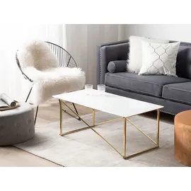 Beliani Couchtisch Weiß mit Gold 50 cm