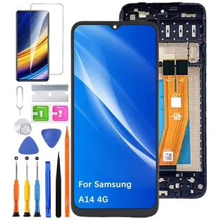 HLYGZX Ersatz Display für Samsung Galaxy A14 4G LCD Bildschirm, A145P A145R Display Bildschirm Touch Digitizer Assembly Reparaturteile Kit(Schwarz mit Rahmen)