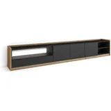 SKRAUT HOME Lowboard 310x50x37 cm Schwarz Eiche Holzwerkstoff