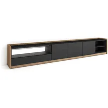 SKRAUT HOME Lowboard 310x50x37 cm Schwarz Eiche Holzwerkstoff
