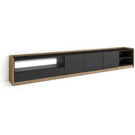 SKRAUT HOME Lowboard 310x50x37 cm Schwarz Eiche Holzwerkstoff