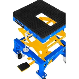 MSW Hebebühne Metall 51 cm x 49 cm x 86,5 cm blau mit Rollen 135 kg