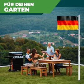 Kesser KESSER® Teleskop Fahnenmast Aluminium 6,30m Bodenhülse 60cm inkl Deutschlandfahne Höhenverstellbar Flaggenmast Mast Deutschland Flagge Alu