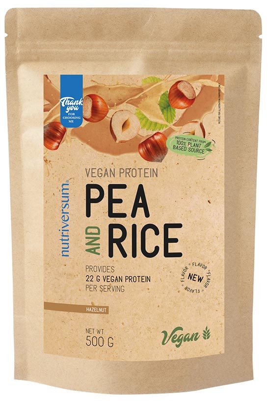 Nutriversum Pea & Rice Vegan Protein - VEGAN - NEW (500 g, Haselnuss)