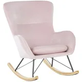 Beliani Schaukelsessel ELLAN in Rosa/Schwarz/Heller Holzfarbton | Gr.: onesize