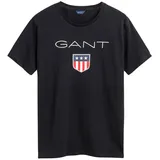 GANT Jungen T-Shirt - Teen Boys SHIELD Logo, Kurzarm, Rundhals, Baumwolle, uni Schwarz 170