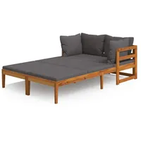 Furnicato Sonnenliegen mit Dunkelgrauen Kissen 2 Stk. Akazienholz,
