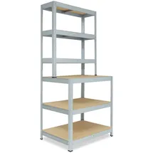 shelfplaza PRO 190x100x60 cm Werkbank Regal in verzinkt mit 6 Böden und 166 kg Traglast pro Boden
