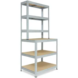 shelfplaza PRO 190x100x60 cm Werkbank Regal in verzinkt mit 6 Böden und 166 kg Traglast pro Boden