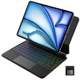 Inateck NEO Magic Tastatur Hülle für iPad Air 6 11-Zoll 2024, iPad Air 5/4, iPad Pro 11''(4/3/2/1), Magic Keyboard mit Smart Connector, 3-Zonen Beleuchtung, Freischwebendes Ständer, QWERTZ, KB19117