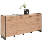 hom'in Hom`in Sideboard, Grau, Eiche Artisan, - B/H/T ca. 186,50x86,10x41,30