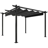 furnicato Partyzelt Pavillon mit Ausziehbarem Dach 3x3 m Anthrazit schwarz 3 cm x 3 cm
