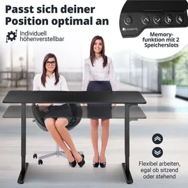 Juskys Höhenverstellbarer Schreibtisch Office Stand 160x75cm - elektrisch, Memory-Funktion - Schwarz