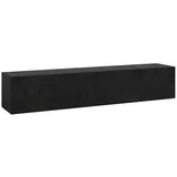 [en.casa] Evaton TV-Lowboard 160 x 32 x 30 cm Schwarz Hochglanz Spanplatte