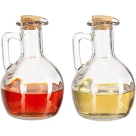 Relaxdays Öl- & Essigkanne 2er Set 180 ml Glas transparent