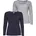 Packung 2er-Pack 2 Stk Langarm unifarben oder meliert Rundhalsausschnitt Gr 48/50 marine grau-meliert 73901629-48