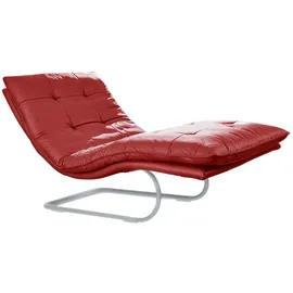 W.Schillig Relaxliege daily dreams Leder 95 x 91 x 170 cm rot mit Kissen
