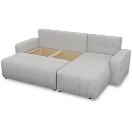Sofnet Ecksofa Roma L mit Schlaffunktion und Bettkasten - Cord Stoff - L-Form Couch, Polstersofa, Schlafsofa, Sofagarnitur (Grau (Poso 110))
