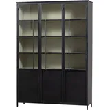 Vitrine WOOOD "Exhibit Metall pulverbeschichtet mit Glastüren H 200 x B 140 x D 42 cm", schwarz, B:140cm H:200cm T:44cm, Metall, Schränke, Vitrine, Tragkraft 20 kg pro Boden, einfach zu montierbar, pfleigleicht