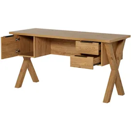 Jahnke Schreibtisch "X-CLUB D 15", montana eiche, montana eiche, montana eiche, Tische, B/H/T: 146cm x 76,2cm x 59cm,montana eiche, Schreibtisch, große Arbeitsfläche, stabiles X-Gestell, Stauraum, Breite ca. 146 cm, B:146cm H:76,2cm T:59cm