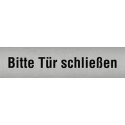 Aufkleber - Piktogramm Bitte Tür schließen, Edelstahl, selbstklebend, 160x40 mm