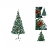 vidaXL Künstlicher Weihnachtsbaum mit LEDs Kugeln Zapfen 210 cm
