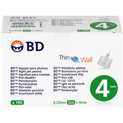 BD Thin Wall Pennadeln 0,23 32 Gx4 mm 100 St