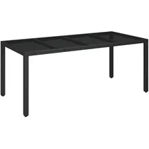 vidaXL Gartentisch mit Glasplatte 190 x 90 x 75 cm Schwarz