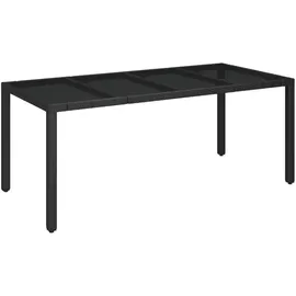 vidaXL Gartentisch mit Glasplatte 190 x 90 x 75 cm Schwarz