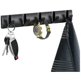 PRIISF Handtuchhaken Klappbar Haken Handtuchhalter Edelstahlwand Kleiderhaken Hakenleiste, Badezimmer, Schlafzimmer, Wohnzimmer, Küche, (Rechteckig Garderobenleiste zur Wandbefestigung, Handtuchklemme Wandmontage Handtuchhaken), Klapphaken Wandhaken 5 Haken zum ausklappen schwarz