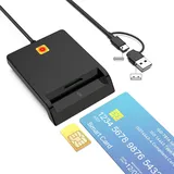 Smart Card Reader Militär CAC Kartenleser, USB SIM Kartenleser intelligenter Kartenleser DOD militärischer USBA, gemeinsamer Zugriff von CAC, ID, Debit hat USBA und USB C Anschluss für Windows, Mac