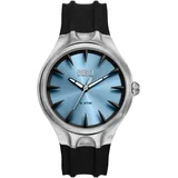 Quarzuhr DIESEL "STREAMLINE" Armbanduhren schwarz (schwarz-hellblau) Herren Armbanduhr, Herrenuhr, Silikonarmband