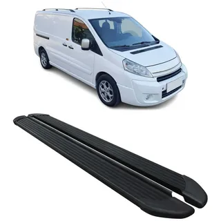Omac Seitenschweller Trittbretter Schweller kompatibel mit Citroen Jumpy 2006-16 L2 Alu Schwarz