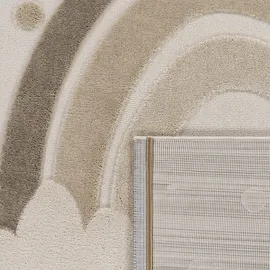 Paco Home Kinderteppich Spielteppich weicher Flor 3d-effekt Kinderzimmer Creme Sand, 80x150 cm,