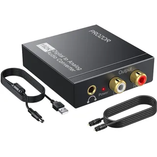 PROZOR Da Wandler Optisch auf Cinch Audio Adapter Toslink auf Klinke Aux Digital zu Analog Optisches Audiokabel Adapter Optical auf Klinke 3,5mm Cinch RCA für Digital Audio TV Blu-Ray HD DVD