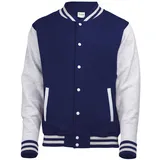 Just Hoods by AWDiS College Varsity Jacke Sweatshirt Oxford Navy/Heather Grey M