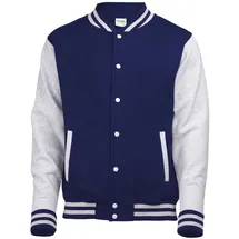 Just Hoods by AWDiS College Varsity Jacke Sweatshirt Oxford Navy/Heather Grey M
