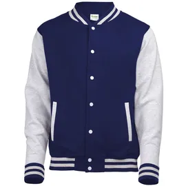 Just Hoods by AWDiS College Varsity Jacke Sweatshirt Oxford Navy/Heather Grey M