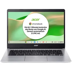 ACER Chromebook 314 (CB314-2H-K7E8), Chromebook, mit 14,0 Zoll Display, MediaTek Kompanio, 4 GB RAM, 128 eMMC, Mediatek Mali-G72, Silver, Google Chrome OS