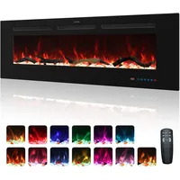 Kentsky 107 cm elektrischer Kamin, Einbau- und Wandkamin Heizung, 750W/1500W linearer Kamin mit Fernbedienung, Touchscreen, 13 Flammenfarben, Timer, Log-Kristall