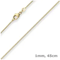 Schmuck Krone Goldkette 1mm Bingokette aus 585 Gelbgold 45cm, Gold 585 goldfarben